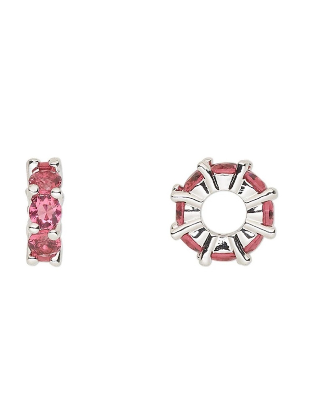 CZ Rondelle Charm Silver Plated Spacer 10.5x3.5mm Bracelet or Necklace Accent